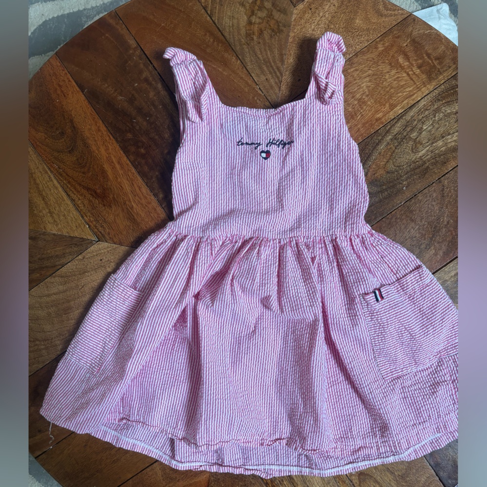 Tommy Hilfiger Pink and White Striped Seersucker Dress 5T